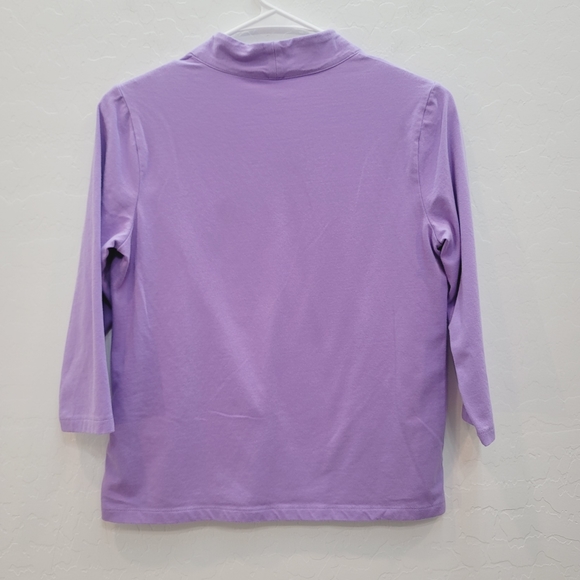 💕 Appleseed's Violet Frost Narrow V-neck Knit Top Women's Size Small Petite - Picture 3 of 8